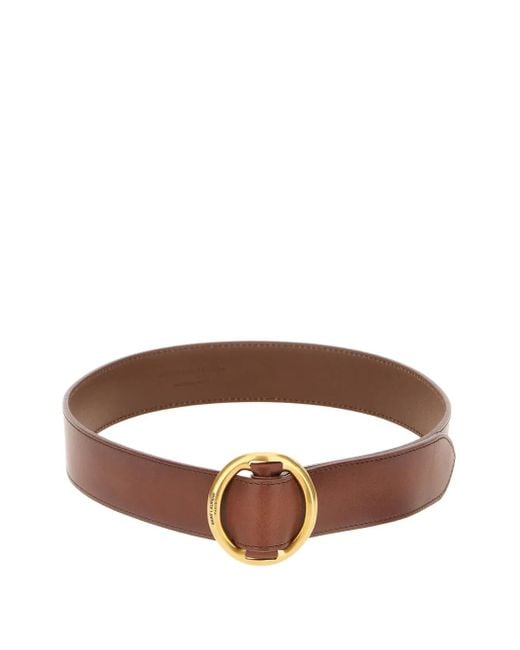 Saint Laurent Brown Buckle-Detail Leather Belt