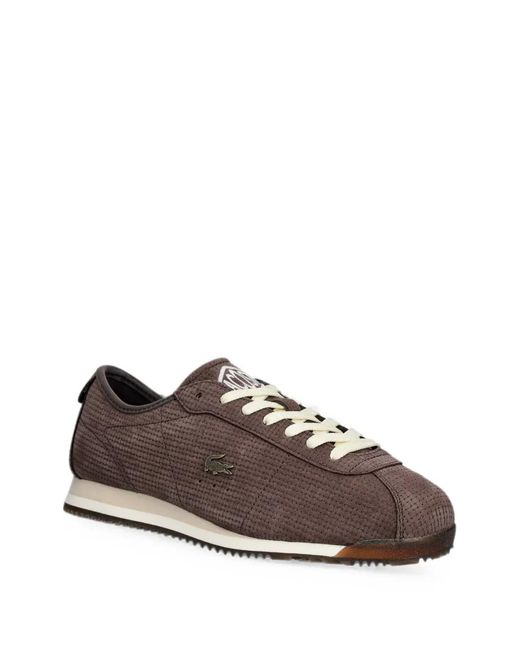 Lacoste Brown Woven-Effect Logo-Patch Sneakers for men