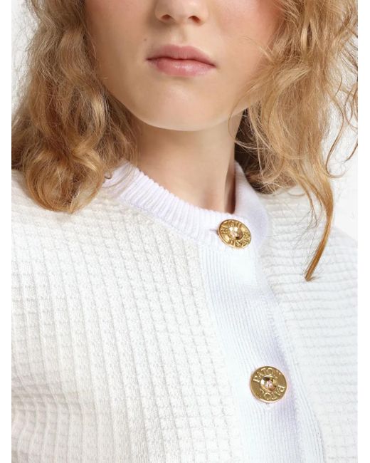 Patou ワッフルニット クロップド カーディガン White
