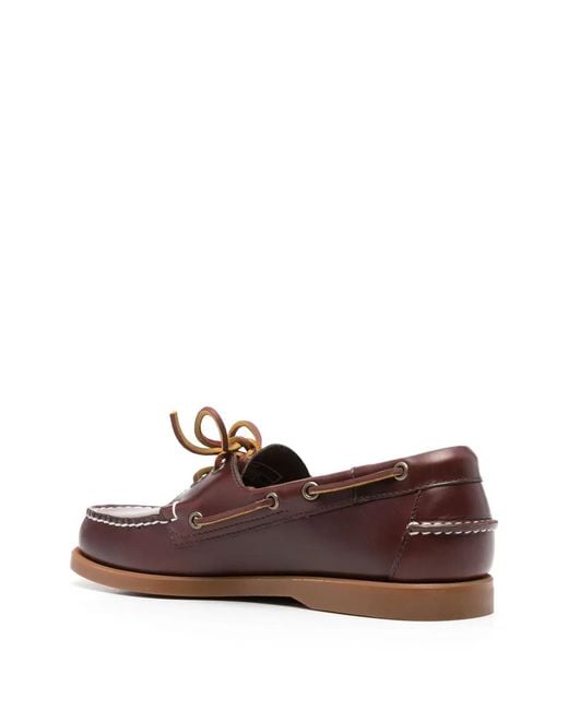 Sebago Brown Leather Boat Shoes for men