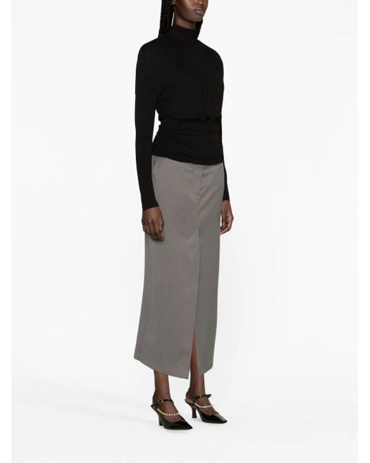 Saint Laurent Black Gathered Cut-Out Top