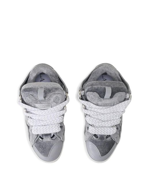 Lanvin Gray Curb Chevron-Lace Sneakers