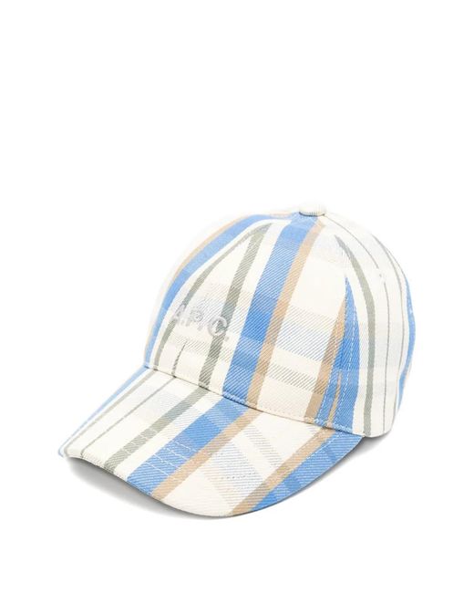 Cappello Da Baseball A Quadri di A.P.C. in Blue