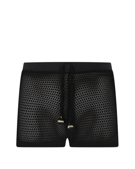 Pin-Up Stars Black Crochet Drawstring Shorts