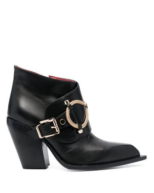 HARDOT Black Chain-Link Trim Biker Boots