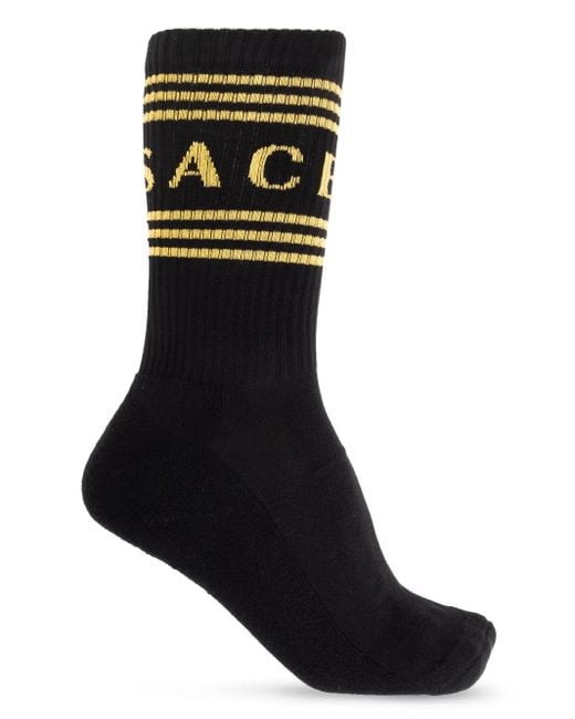 Versace Black Ribbed Cotton Socks for men