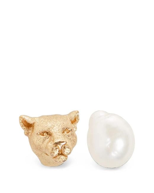 Forte_forte White Asymmetric Animal-Motif Earrings (Set Of Four)