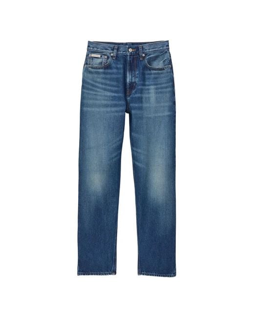 Calvin Klein Blue Five-Pockets Button-Fastening Jeans