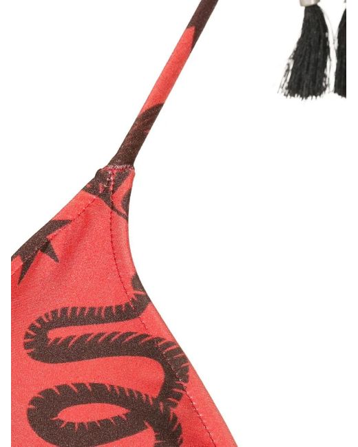 Bikini Maya À Détails De Pompons Lygia & Nanny en coloris Red