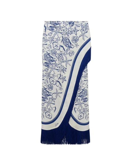Jonathan Simkhai Blue Russo Fringe-Trimmed Pareo