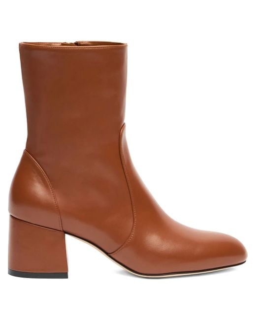 Stuart Weitzman Brown Zip Block Heel Essentialist Zip 60 Ankle Boots