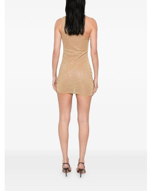 Oseree White Asymmetric-Neck Mini Dress