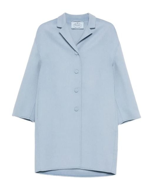 Prada Blue Button-Fastening Collared Coat