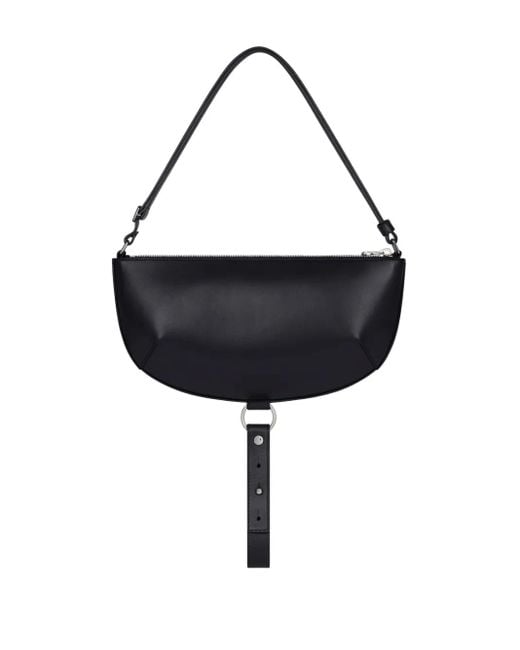 Courreges ハーフムーン レザーショルダーバッグ Black
