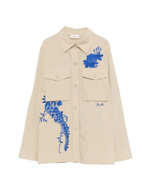 P.A.R.O.S.H. White Ninja Embroidered Chest-Pocket Shirt