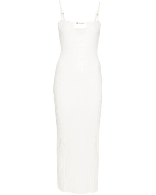 Robe mi-longue Sierra à design nervuré Jacquemus en coloris White