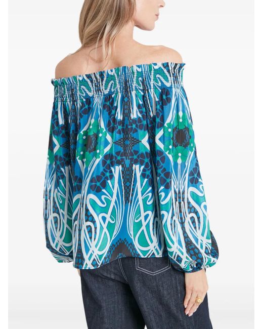 Temperley London Blue Monikh Off-Shoulder Blouse