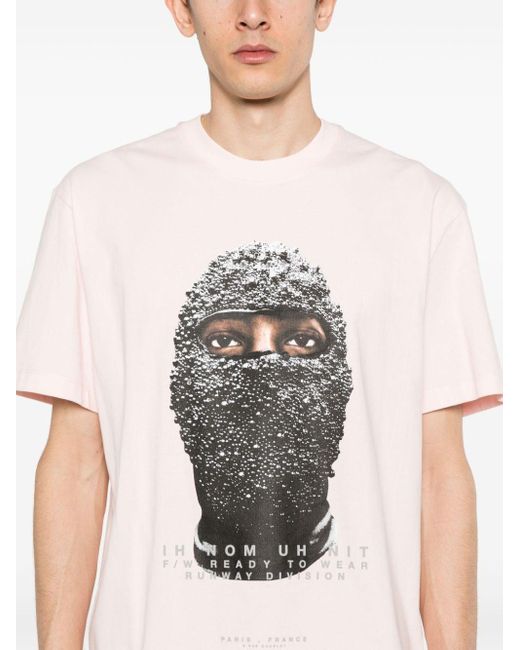 Ih Nom Uh Nit Pink Black Mask Cotton T-shirt for men