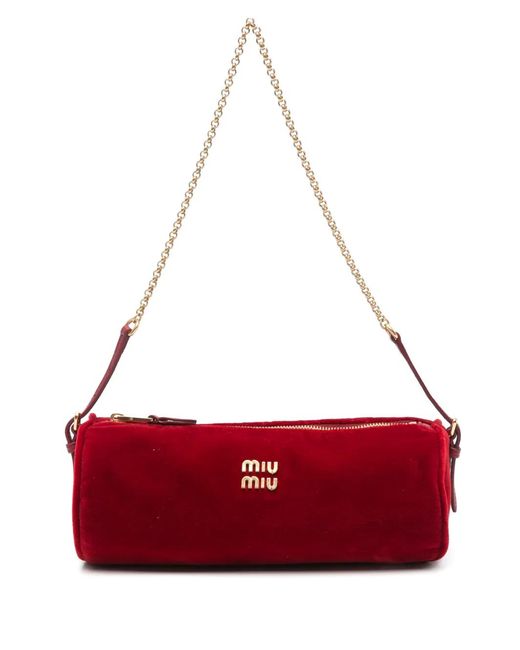 Miu Miu Red Logo-Plaque Shoulder Bag