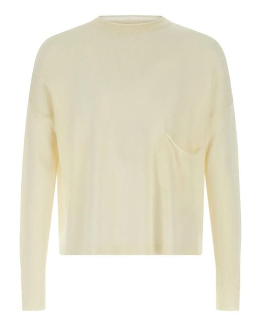 Ma'ry'ya White Pocket Round-Neck Sweater for men