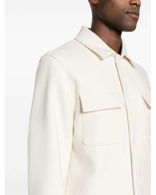 Sandro White Interlock-twill Shirt Jacket for men