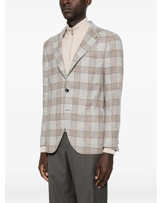 Latorre Gray Plaid-Pattern Blazer for men