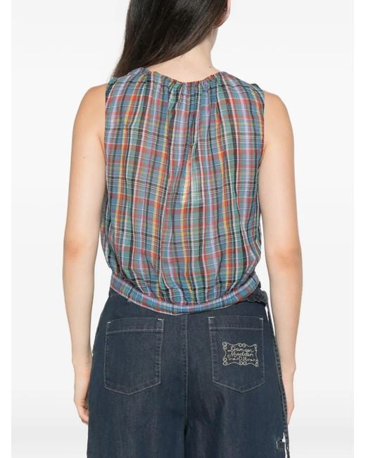 Doen Blue Theo Plaid Blouse