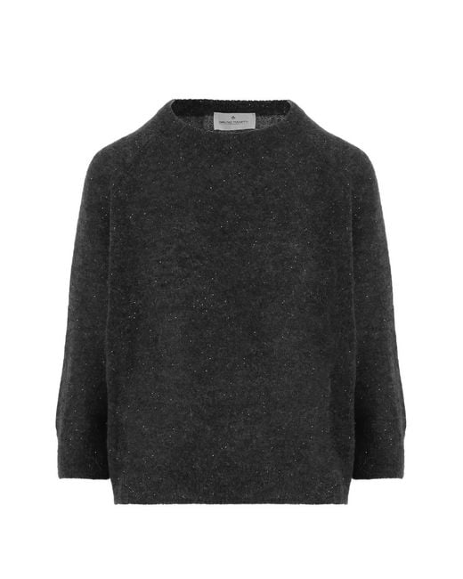 Bruno Manetti Black Sequin-Embellished Crew-Neck Sweater