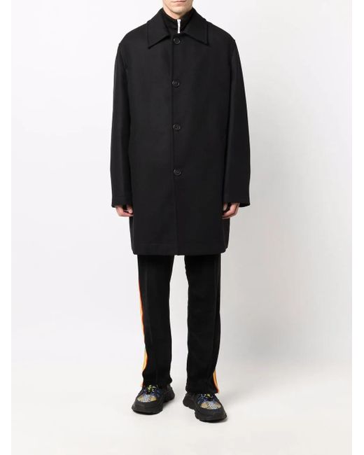 Palm Angels Black Wool Coat for men