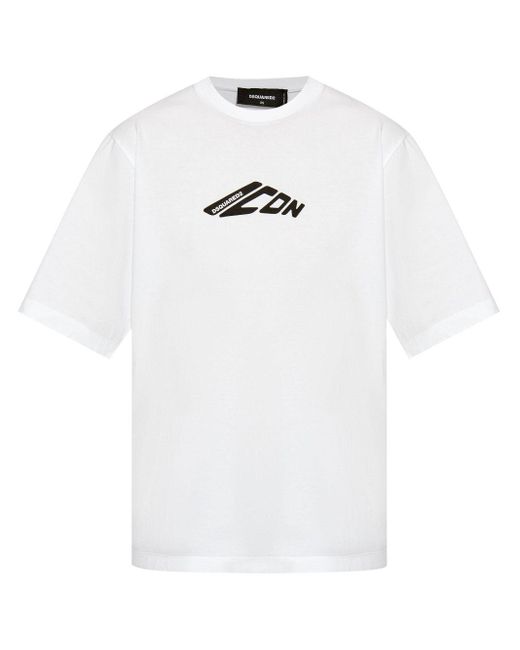 T-shirt en coton à logo imprimé DSquared² en coloris White