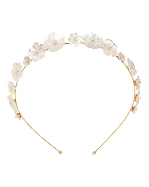 Jennifer Behr White Jenna Floral-Appliqués Headband