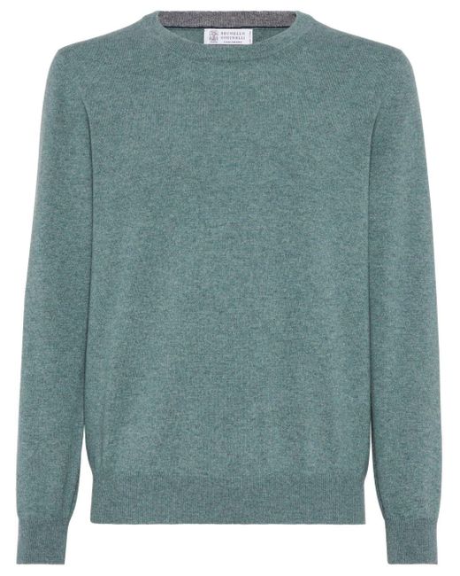Brunello Cucinelli Green Crew-neck Cashmere Sweater for men