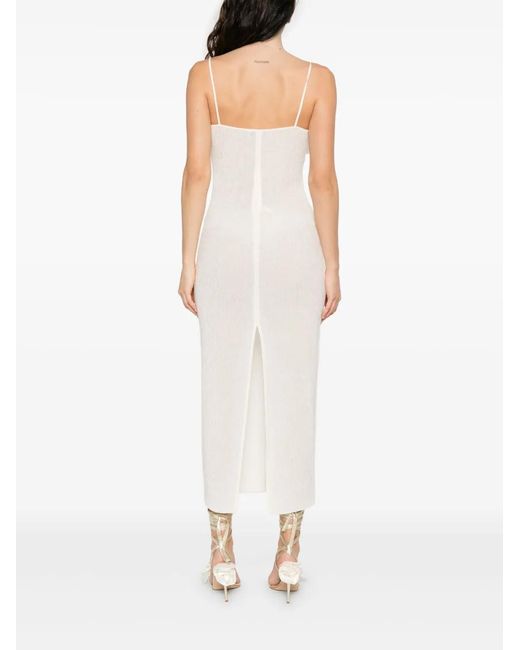 Magda Butrym White Floral-Appliqué Midi Dress