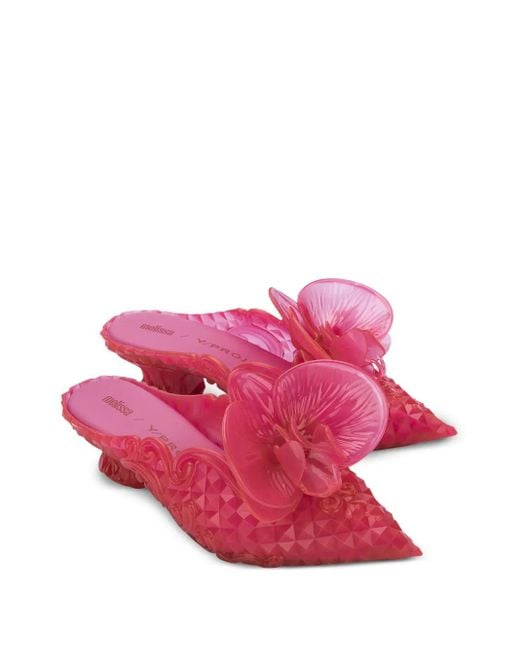 Y. Project Pink X Melissa Floral-Appliqué Mules