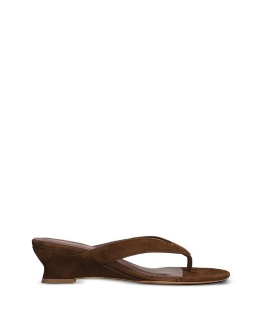 BIANCADI Brown Suede Wedge-Heel Sandals