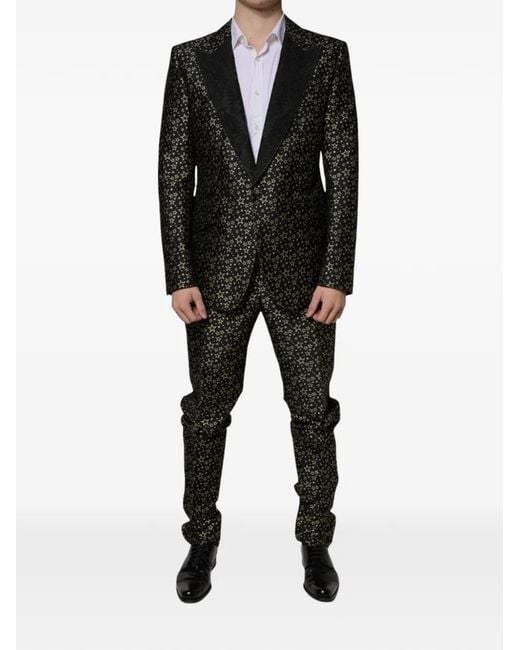 Dolce & Gabbana Black Sicilia Star-Jacquard Suit for men
