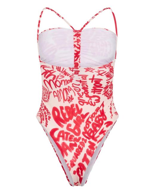 DSquared² Red Rebel Hibiscus One-Piece