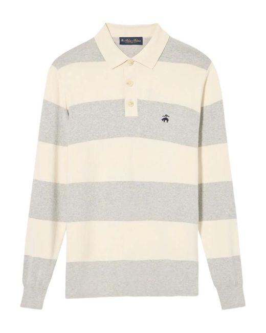 Brooks Brothers White Knitted Polo Shirt for men