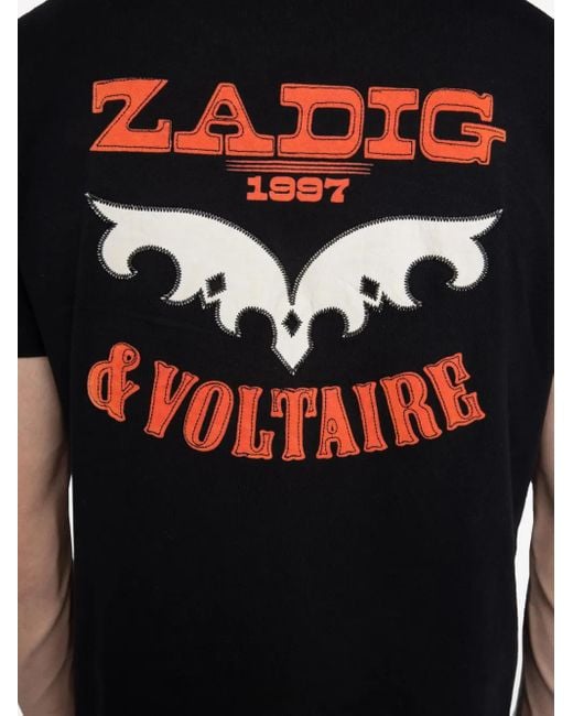 Zadig & Voltaire Black Logo-Print Short-Sleeved T-Shirt for men