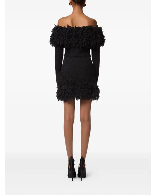 Nina Ricci Black Schulterfreies Oberteil mit Fransen