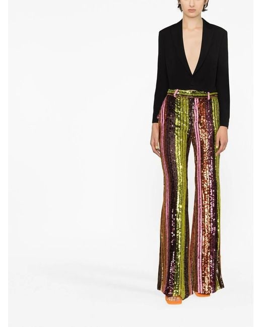 DSquared² Orange Striped Sequin Flared Trousers