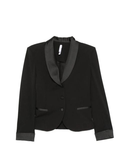 Imperial Black Satin-Trim Single-Breasted Jacket