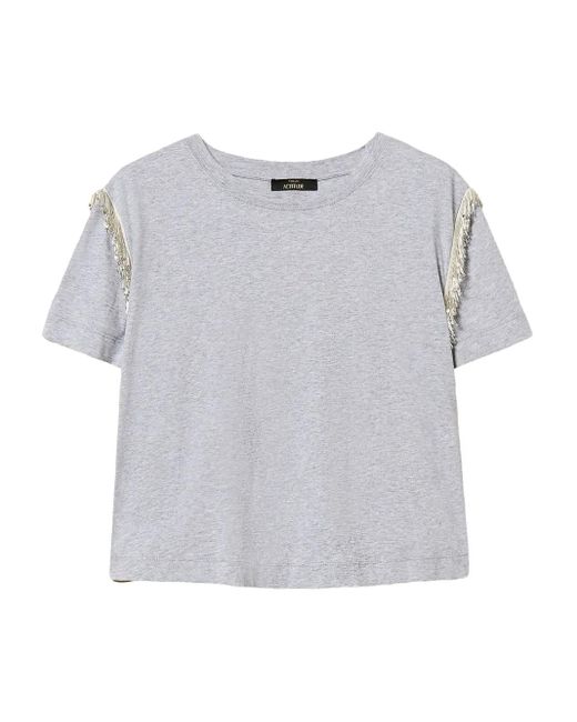 Twinset ビーズフリンジ Tシャツ Gray