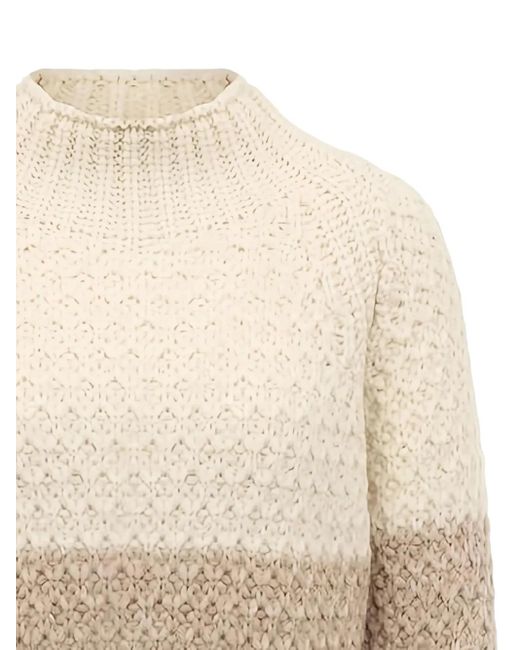 Eleventy White Striped Sweater
