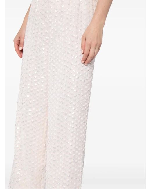 Needle & Thread White Raindrop Sequin Trousers