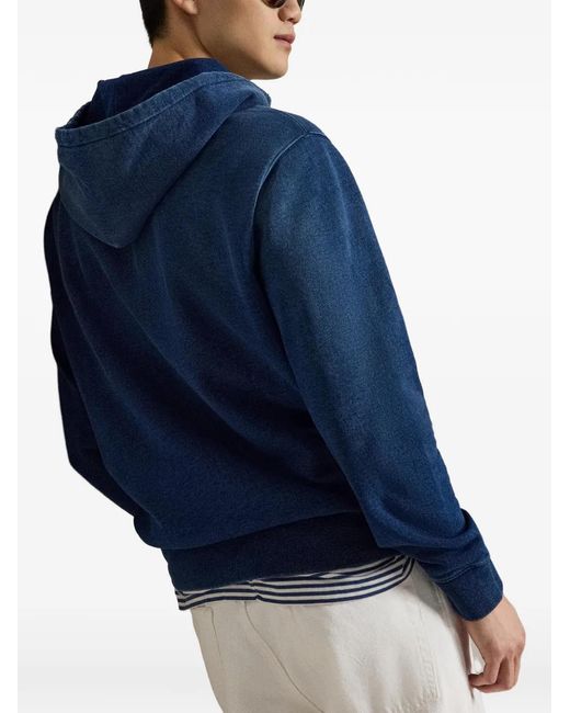 Polo Ralph Lauren Blue Logo-Embroidered Hoodie for men