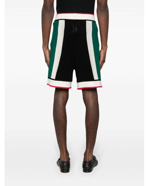 Casablancabrand Black Logo-appliqué Open-knit Shorts for men