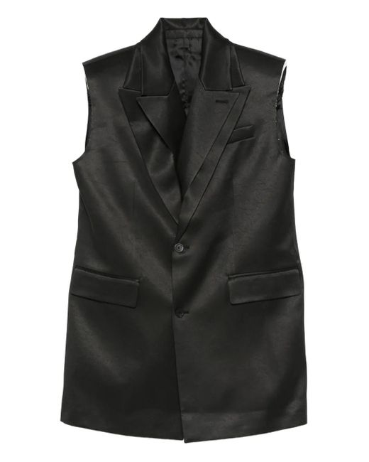 Jean Paul Gaultier Black Sleeveless Satin Sleeveless Blazer