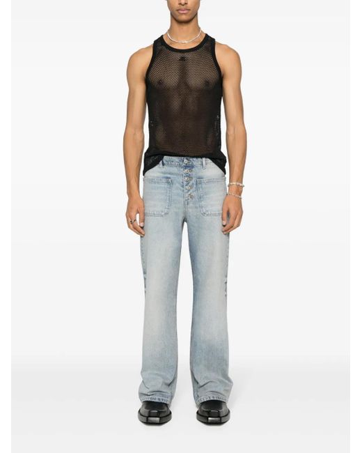 Courreges Gray Logo-Patch Mesh Top for men
