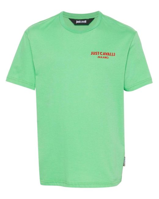 Just Cavalli T-Shirt mit geflocktem Logo in Green für Herren